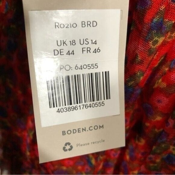 Boden Rocket Red Ruffle Tulle Midi Skirt – Size 14 – NWT - Picture 12 of 14